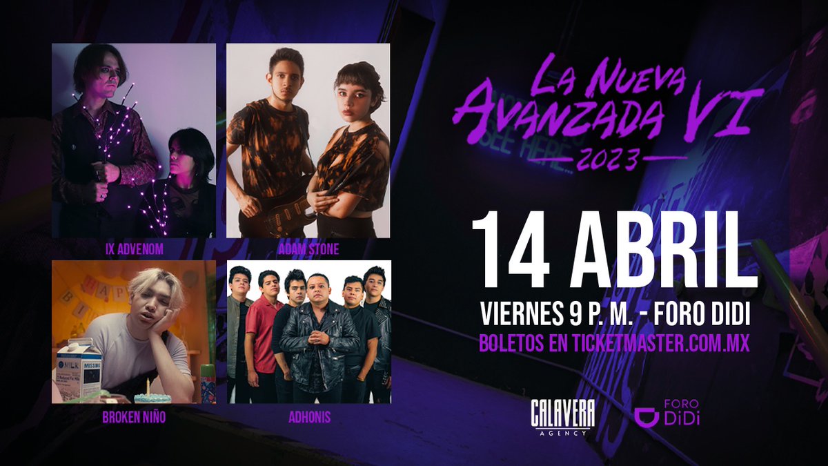 ForoCorona's tweet photo. La Nueva Avanzada vol. 6 llega con las propuestas más frescas de la música local y nacional. Nos acompañarán @IXAdvenom, @itsadamstone, @brokennino  y @adhonisband. 🤟🎶

📅Este 14 de Abril a las 9PM. 🎸

🎟Boletos:
🔸En taquillas del Foro DiDi
🔸En línea: https://t.co/f3lFT0qoF3 https://t.co/v4e9GQAhwV