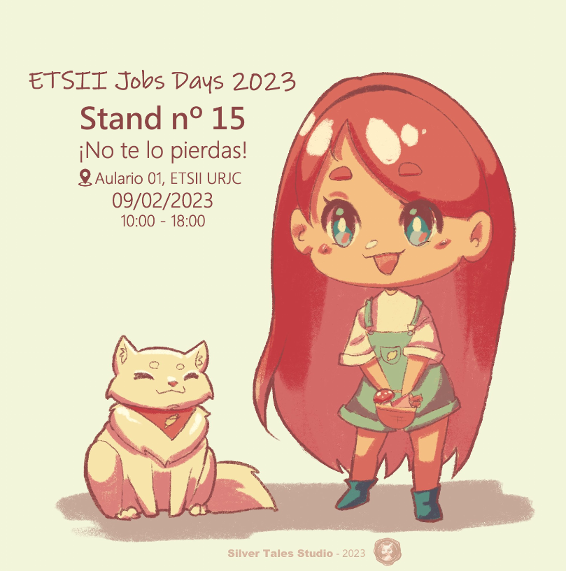 SilverTalesSt's tweet photo. ¡Es un placer para nosotras anunciar que mañana día 9 de FEBRERO vamos a formar parte de los #ETSIIJobsDays2023 organizados por @etsii_urjc!

Nos encontraréis en el STAND nº 15 del Aulario 1 en la facultad de Móstoles de 10:00 a 18:00🌸.

¡Os esperamos! https://t.co/2tjhZnVrmQ