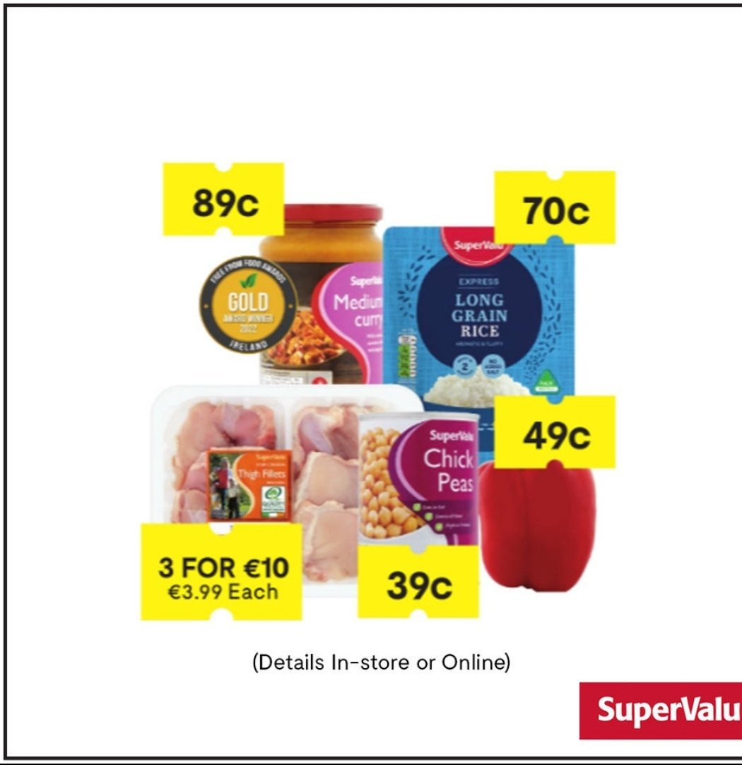 Chicken Curry &amp; Rice 🍛

Feed your family for less with our dinner inspiration. 

Details instore or online here: shop.supervalu.ie/shopping/chick…
#QueallysSupervalu #Killaloe #Ballina #Value