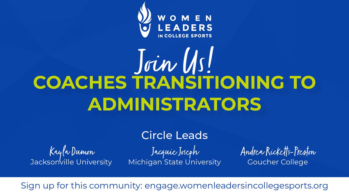 @WomenLeadersCS Spotlight ⬇

Join us for our first ever Coaches Transitioning to Admin Call this afternoon at 4:30 PM EST. You don't want to miss it!!

Looking forward to leading with @MSUCoachJoseph and @APreston32 & connecting with new members! 

#WeAreWomenLeaders 💙💚