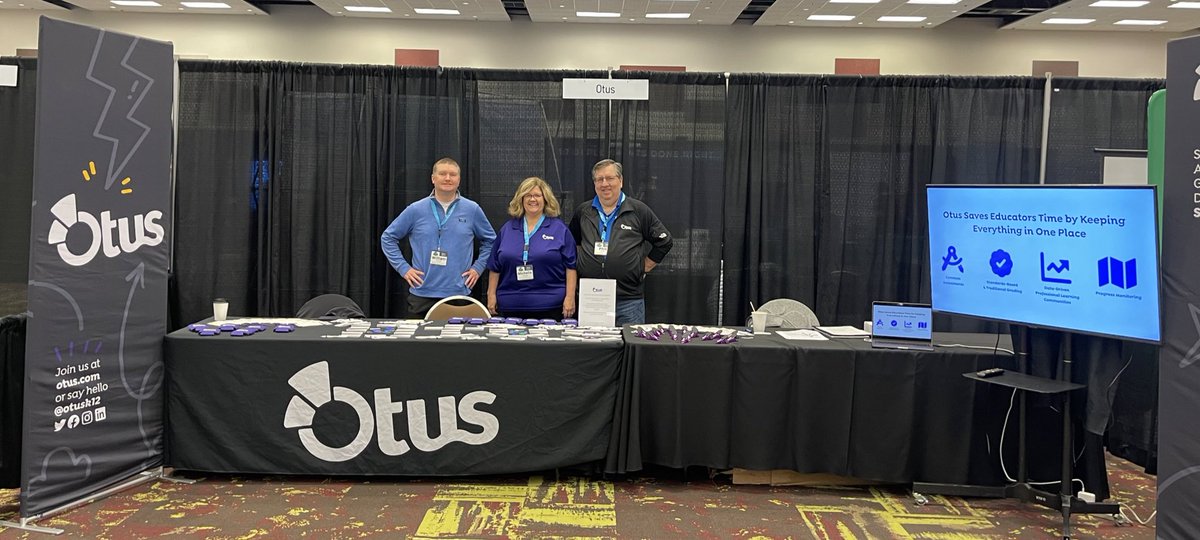 #IETA2023 The Otus team is ready for ya at booth 51/52! 🤩

And at 10:45 we’ll see you in room 120C for our session with West Jefferson SD “Surviving the Switch to Standards-Based Grading” @IdahoEdTech #IDedChat