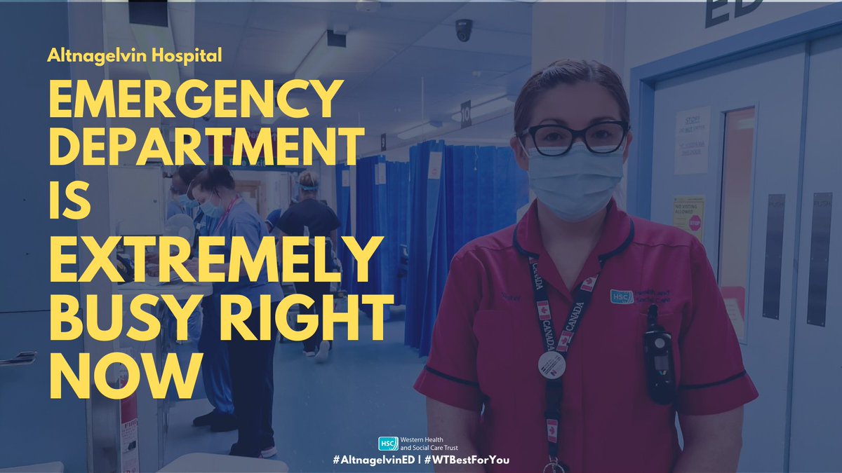 The Emergency Department at Altnagelvin Area Hospital remains under extreme pressure as we head into Wednesday evening. 

🔴There are currently over 80 patients in our Emergency Department, with 35 patients awaiting a bed in the hospital for further investigations or treatment.