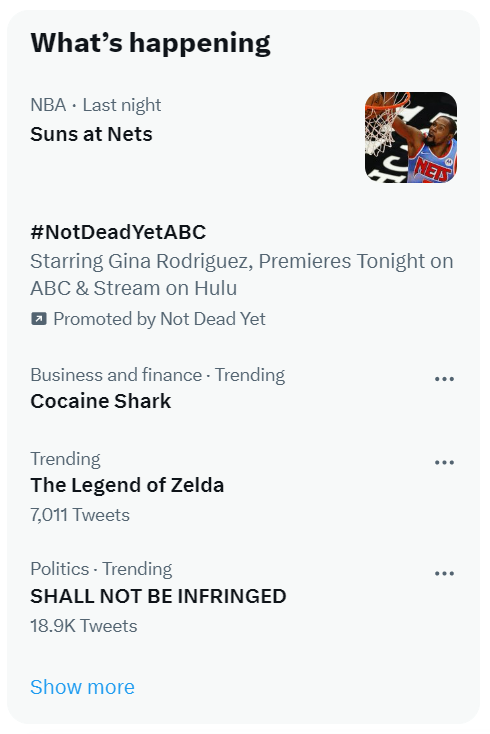 GRDialogs's tweet photo. "Cocaine Shark" is trending (under... business and finance??). I just feel this must be *somehow* relevant to the Golden Ratio universe.
🦈
#SquareGroupers https://t.co/3Jwo8sioJ4