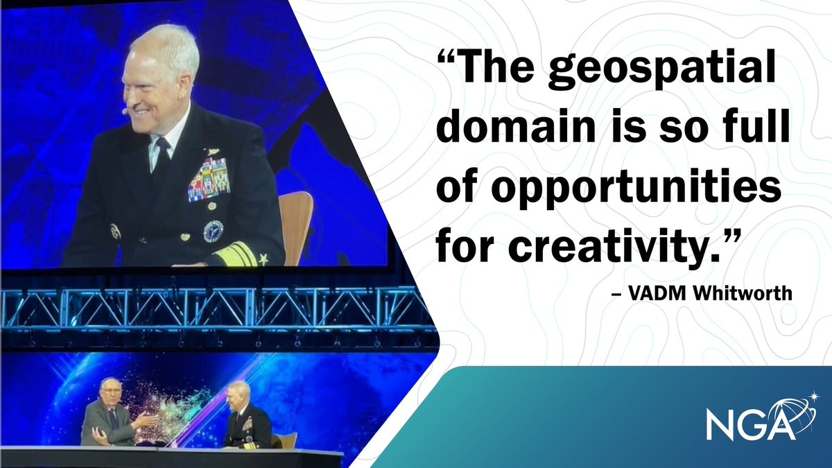 NGA_GEOINT's tweet image. VADM Whitworth sat for a fireside chat with @Esri founder Jack Dangermond at #FedGIS.
