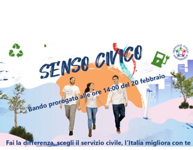 È prorogato al 20 febbraio 2023, ore 14.00, il termine di presentazione delle domande per la selezione di 71.550 operatori volontari da impiegare in progetti afferenti a programmi di intervento di Servizio civile universale da realizzarsi in Italia e all’estero