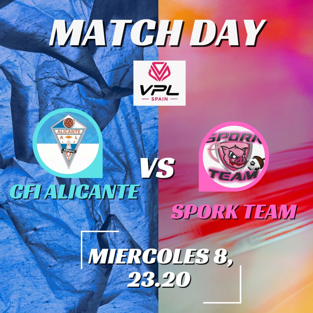 🐽Hoy <a href="/VPLSpain/">VPL Spain</a> nos trae a los terrenos de un rival cercano, aun que no por ello vamos a dejar las pezuñas guardadas jeje, esperamos que sea bonito, disfrutando y haciendo un buen partido contra <a href="/CFIAlicanteSpor/">CFIAlicanteSports</a>. 
Suerte y a por todas🐖🩷 #Aupa_Familia_Spork