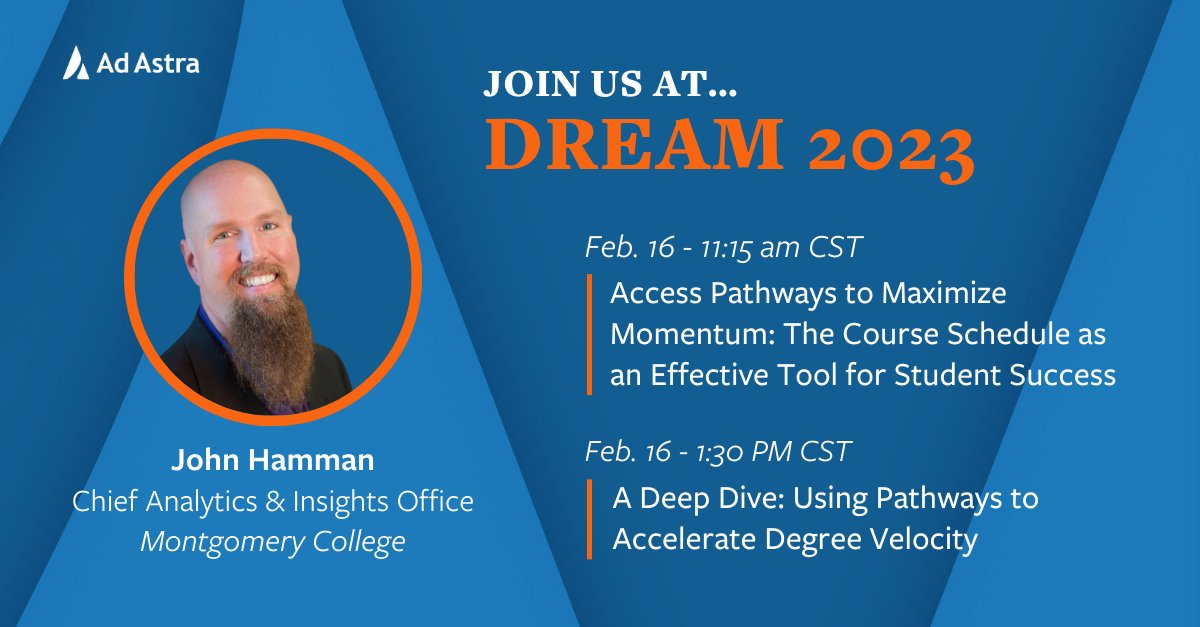 Attending @AchieveTheDream's DREAM 2023 in Chicago? Join us on Feb. 16th to hear how @montgomerycoll became a 'completion-wielding, student-serving machine' by using real-time data to ensure students can access pathways needed for timely credential completion.