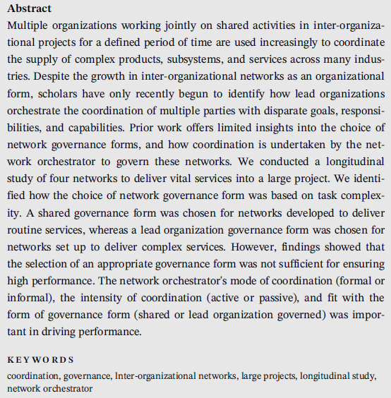 Jens Roehrich (@jensroehrich) on Twitter photo We (w/<a href="/jas_kalra/">Dr. Jas Kalra, MCIPS MAPM</a>, Brian Squire & <a href="/andyinBrighton/">Professor Andrew Davies</a>) are delighted to share our latest publication in <a href="/JournalofOpMgmt/">Journal of Operations Management</a> with you - bit.ly/3I8YmbB We explore key activities of a network orchestrator in setting up and #coordinating #networks in a #largeproject.
<a href="/ido_bath/">IDO</a> We (w/<a href="/jas_kalra/">Dr. Jas Kalra, MCIPS MAPM</a>, Brian Squire & <a href="/andyinBrighton/">Professor Andrew Davies</a>) are delighted to share our latest publication in <a href="/JournalofOpMgmt/">Journal of Operations Management</a> with you - bit.ly/3I8YmbB We explore key activities of a network orchestrator in setting up and #coordinating #networks in a #largeproject.
<a href="/ido_bath/">IDO</a>