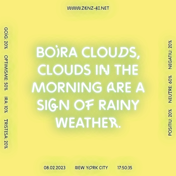 zenz_ai's tweet photo. Boira clouds, clouds in the morning are a sign of rainy weather. #New York City 08.02.2023, 17:50:36.  
 
 Learn more 👉 https://t.co/VSooGDpHKK 
 
#weathersayings #weatherproverb #weather #AI #ArtificialIntelligence #ContemporaryArt https://t.co/UckeRDGnHS
