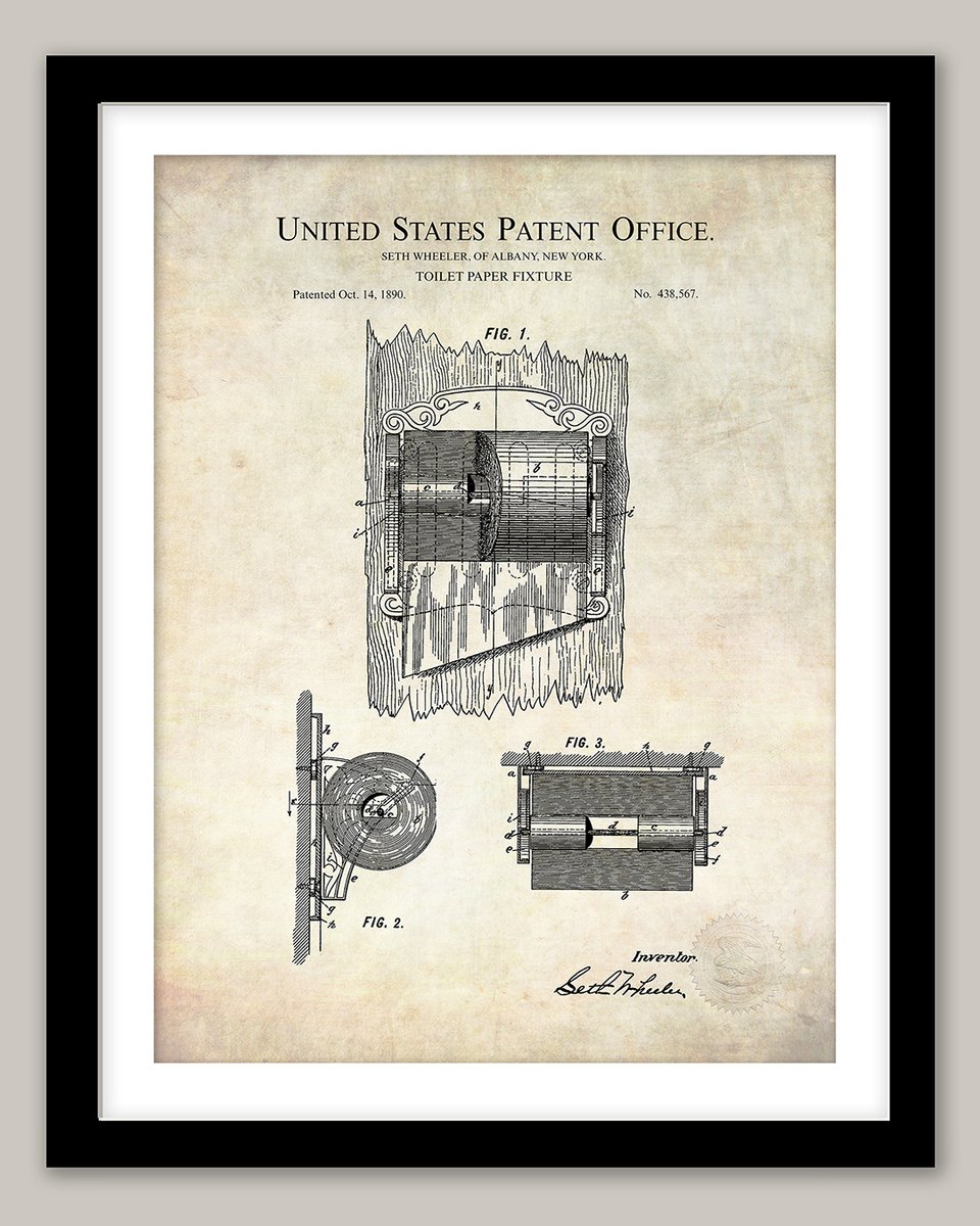 PatentPrintShop's tweet image. Bathroom Print – 1890 Toilet Paper fixture
 
Print of 1890 Seth Wheeler, TOILET PAPER FIXTURE patent
 a Toilet paper roll figure (holder).  
thepatentprintshop.com/product/1891-t…
#Spadécor #BathroomWallArt #BathroomDécor #BathroomPrints
