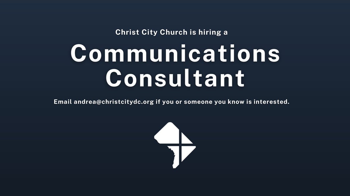 christcitydc's tweet photo. We’re looking for a Communications Consultant to support internal and external communications for our church. This is a paid contract position that averages around 5 hours a week. Here's the full job description: https://t.co/o5xoPCURzO https://t.co/ERBc1TejaX