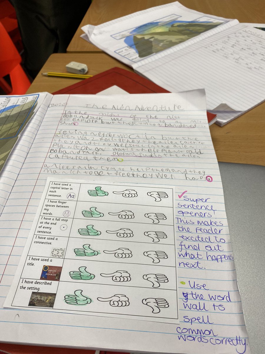 MrsMorrisonDPS's tweet photo. Primary 2 continue to work on developing their  skills  on narrative writing. Self- assessment and feedback  are key to help us with our learning. https://t.co/Q9dJ9zDtnH