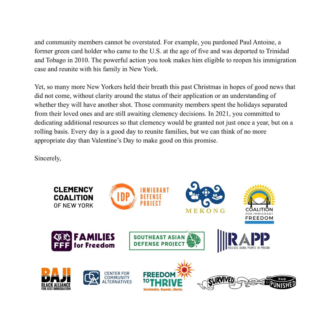 The Clemency Coalition of NY wishes <a href="/GovKathyHochul/">Governor Kathy Hochul</a> an early Valentines Day! Every day is a good day to reunite families, and next Tuesday is the perfect day to use your clemency powers to bring relief to New Yorkers whose clemency applications are still awaiting your response 💖