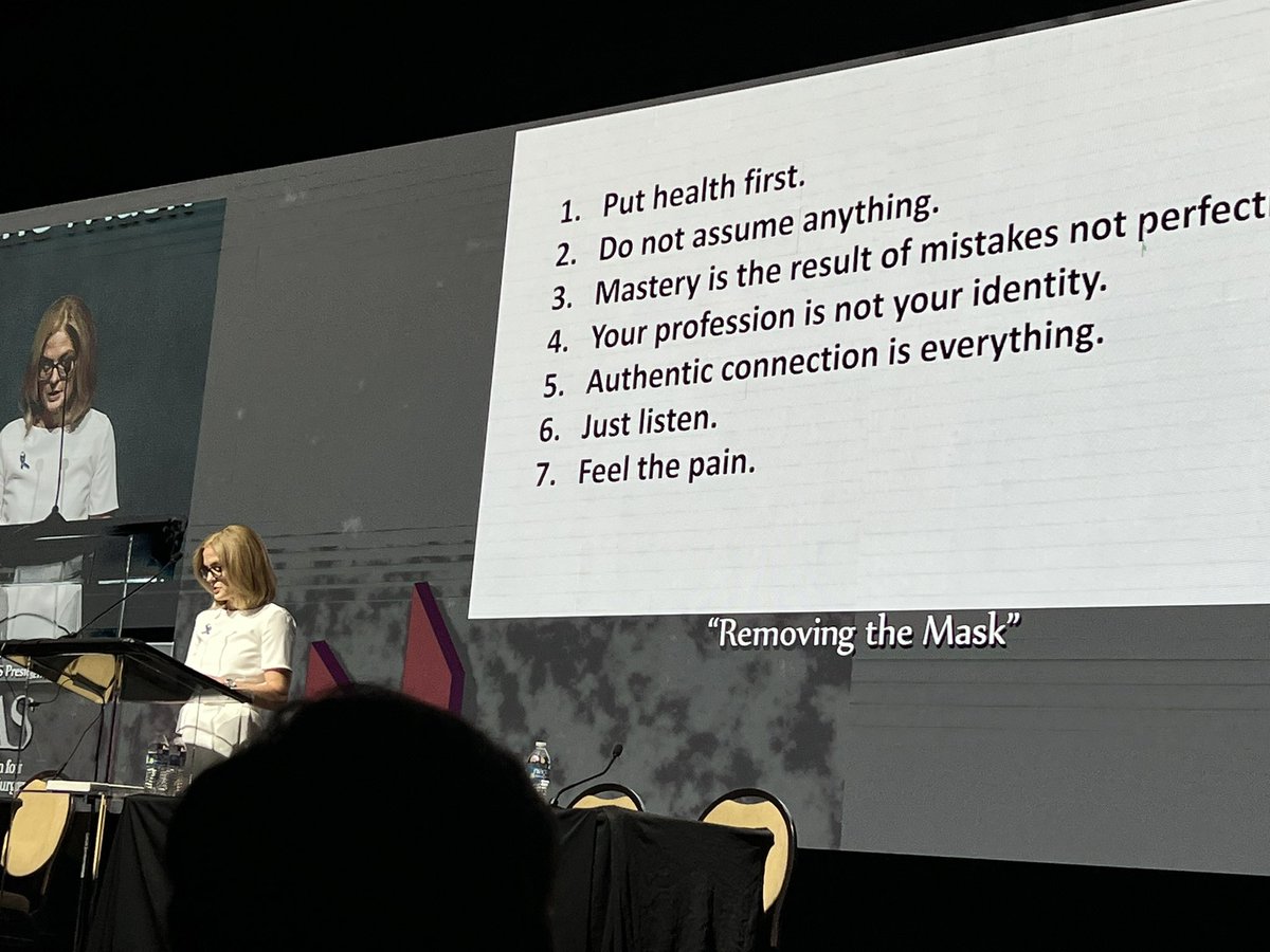 I am holding my breath witnessing @lubitz_carrie’s stunning @AcademicSurgery presidential address. What more do we need to know that we need a seismic shift in how physician mental health is (or isn’t) prioritized in academic surgery?