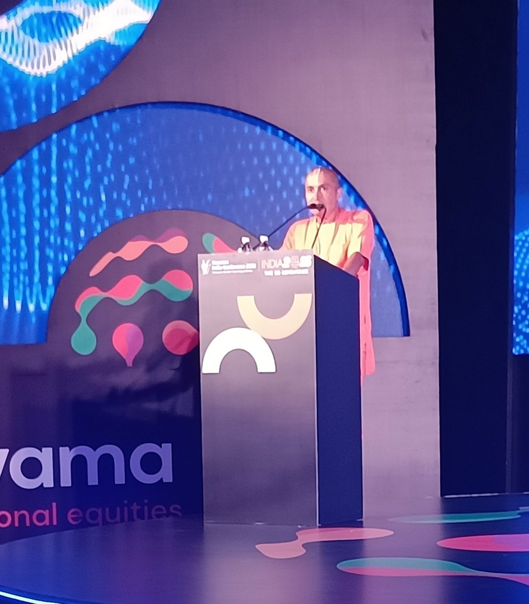 Great way to end day 1 of the #NuvamaIndiaConference with an insightful &amp; spiritual talk by <a href="/GaurangaDas/">Gauranga Das</a> Prabhu...