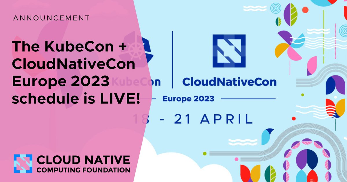 The schedule for #KubeCon + #CloudNativeCon Europe 2023 is live! 

Attendees can choose from more than 303 sessions, keynotes, lightning talks, and breakout sessions both in-person and virtually 🤗 

Join us in Amsterdam or online April 18-21! 🌷 

cncf.io/announcements/…