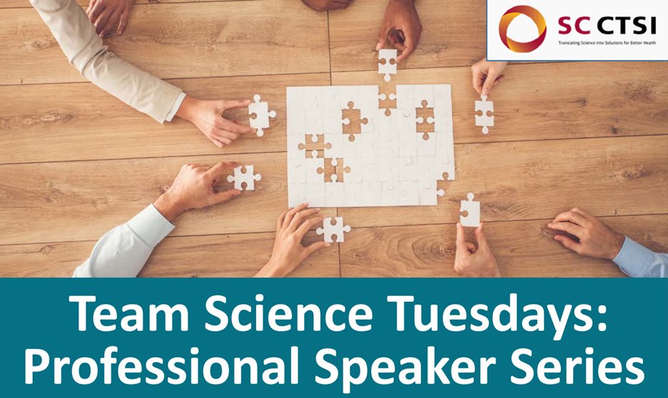 SoCalCTSI's tweet photo. Wonder how to maximize your research team’s productivity? Team Science Tuesdays are now open to the @USC community, where experts in the field will present to those interested. 12-1pm PST via Zoom on the 3rd Tuesday of every month. Register here: https://t.co/pjEydVcUrU https://t.co/fBy6Gsj7Yr