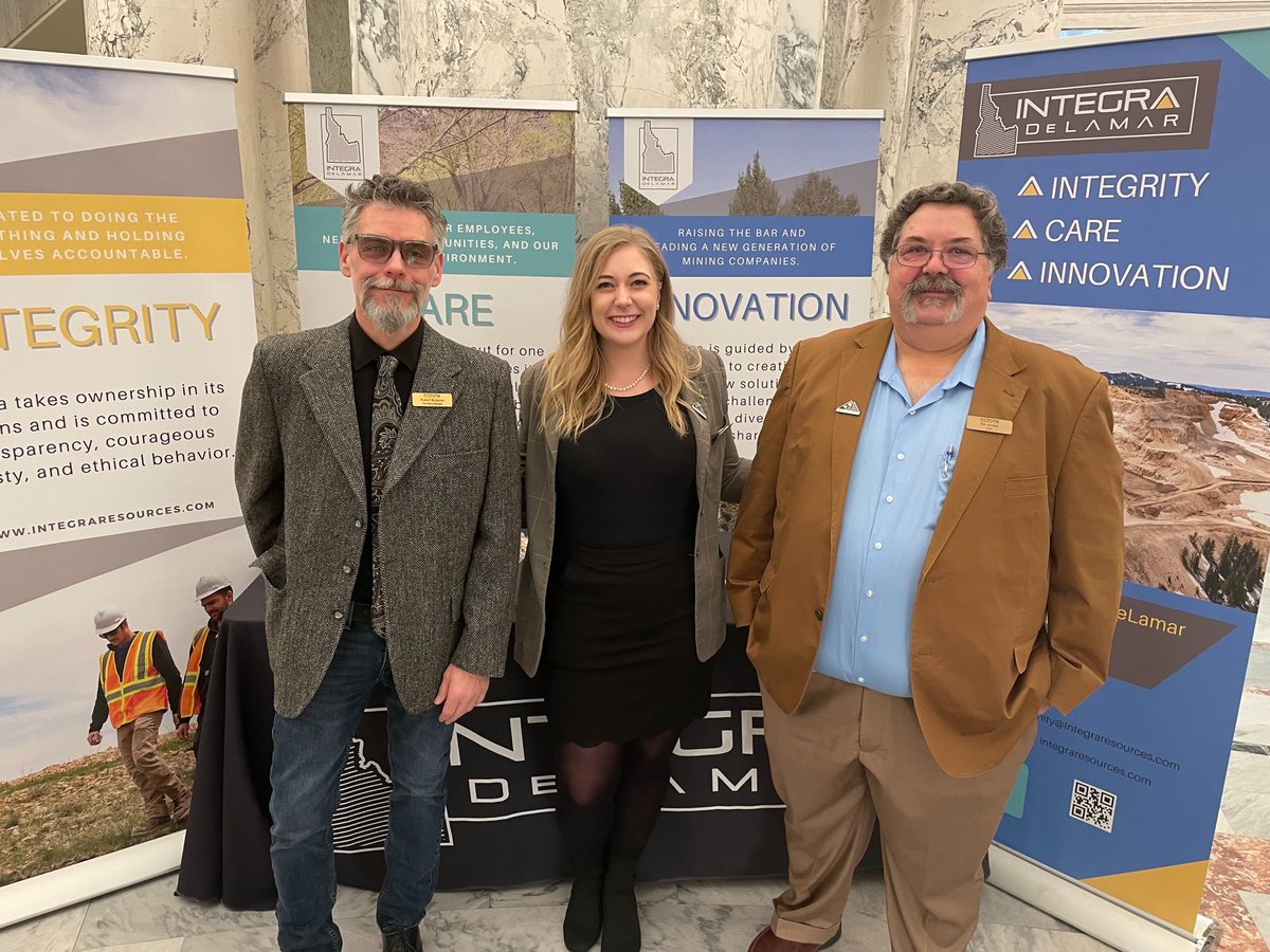 IntegraResource's tweet image. Our very own Robert, Emily and Tim are at Mining Day at the Idaho Capitol! Come by our booth to learn more about our operations and meet our awesome team members! #idahomining #MiningDay