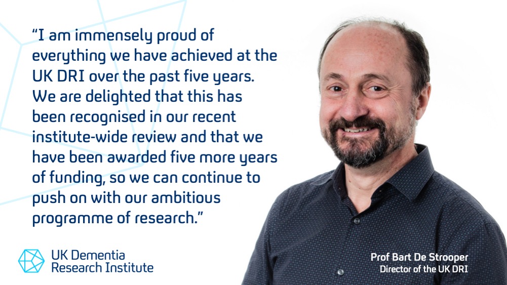 UKDRI's tweet photo. Since its launch in 2017, the UK DRI has made important progress in overcoming dementia. 

Now, we are thrilled to announce major funding that will set us on track for success in our next phase👉https://t.co/vgDegqKqO4
1/2 https://t.co/bEyx6tqar3