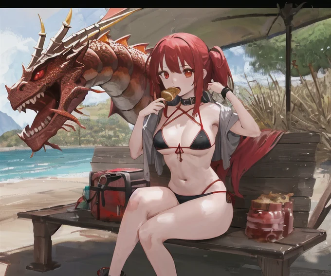 これはひたすら「eat a dragon」と指示してドラゴンを食ってる女を描かせようとしたやつ 