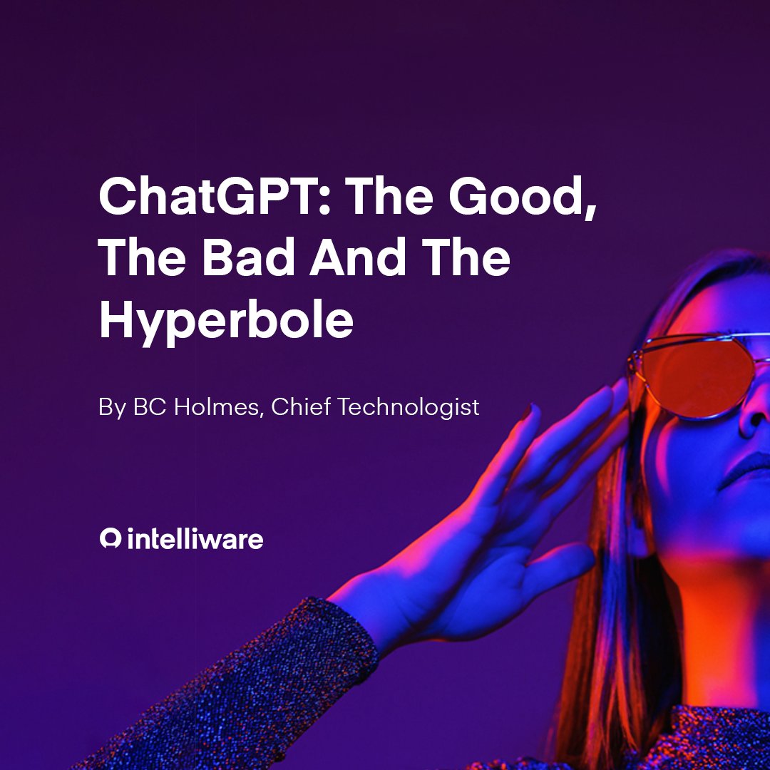 Intelliware_Inc's tweet photo. Disrupting the status quo: ChatGPT has the IT industry buzzing! 

Discover how ChatGPT is transforming information technology in real-time and the exciting future ahead. https://t.co/YoOqDX7DqY

#ChatGPT #ITRevolution #InformationTechnology." https://t.co/feeJQ4s9gg