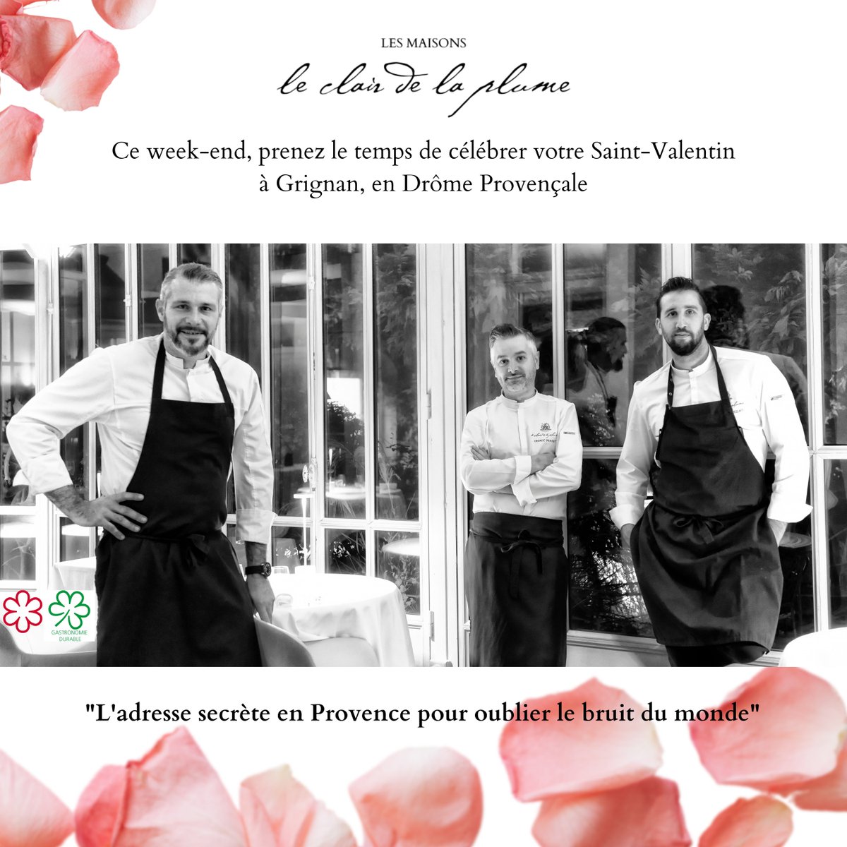 Une soirée est trop courte pour célébrer votre Saint-Valentin ? Dîner gastronomique, co-signée par Glenn VIEL <a href="/CedricPerret5/">Cedric Perret</a> et Benjamin Reilhes, petit-déjeuner au champagne et accueil VIP en chambre. A Grignan dès vendredi 10 février à partir de 535e