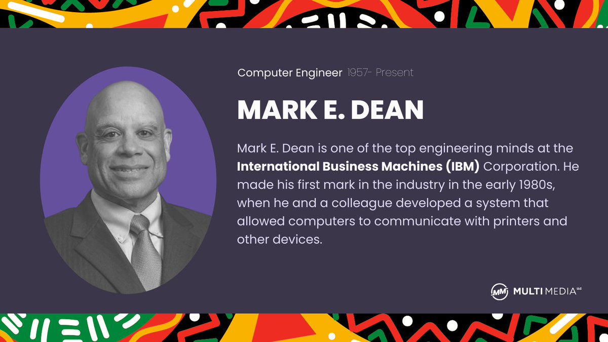 TechCoNextDoor's tweet image. In continuation of celebrating of #BlackHistoryMonth, this week we're honoring #ComputerEngineer, Mark E. Dean.
Mark Dean helped shape modern computing, he was chief engineer on the team that designed the original #IBM PC in the early 1980s.
