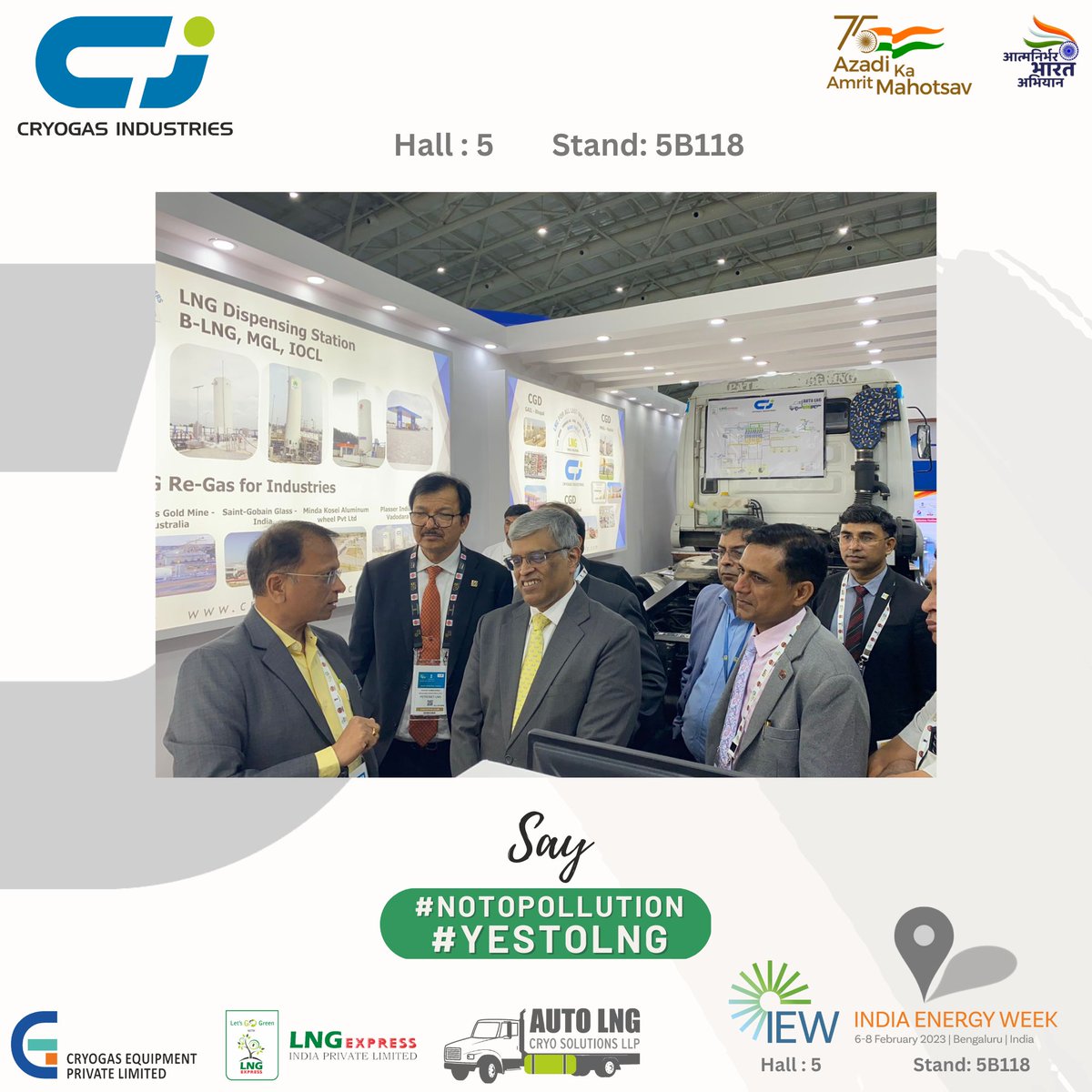 cryogas_india's tweet photo. @cryogas_india welcomed the Hon'ble Secretary, @PetroleumMin, Shri Pankaj Jain Ji @Secretary_MoPNG at its stall 5B118 Hall 5 @ @IndiaEnergyWeek. He was felicitated by Nayan Pandya, MD & his team #indiaenergyweek #indiaenergyweek2023 #LNGExpress #AutoLNG #NoToPollution #YesToLNG https://t.co/iWwnDwMSjw