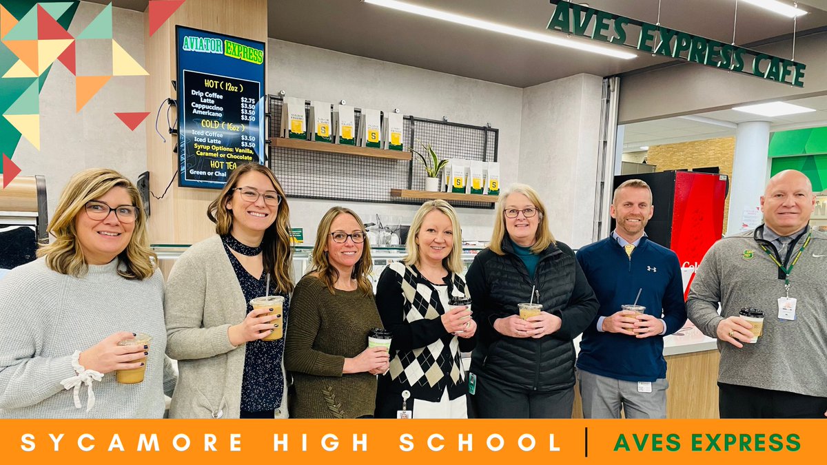 Today the <a href="/AviatorBizOps/">Sycamore Business Operations</a> team visited the new #AVESExpress at <a href="/shsaviators/">shsaviators</a>. From tea to lattes, 
<a href="/SycamoreCNS/">Sycamore Child Nutrition</a> has everything you need to get your day going! #WeAreAviators