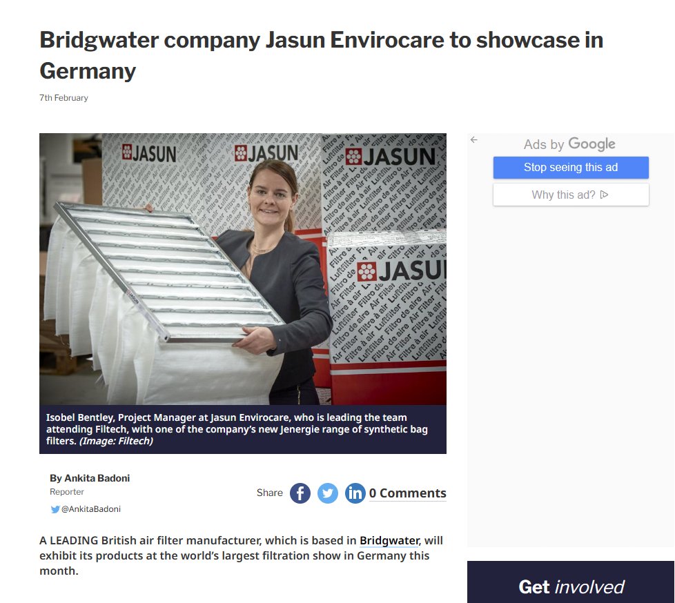 JasunPlc's tweet photo. We’re delighted with our recent coverage in the @BWMercury about our showcase stand at #Filtech in Germany next week. For the full story, please visit their website! Thank you! https://t.co/fHmHEiyWOj @AnkitaBadoni @tomleaman_ https://t.co/E1ftbUribY