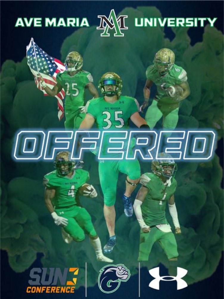 Beyond Blessed to receive an offer from Ave Maria University! @CoachMillyRock @Kevinburnett_2 @BrianCyril36 @BennyTheysen52