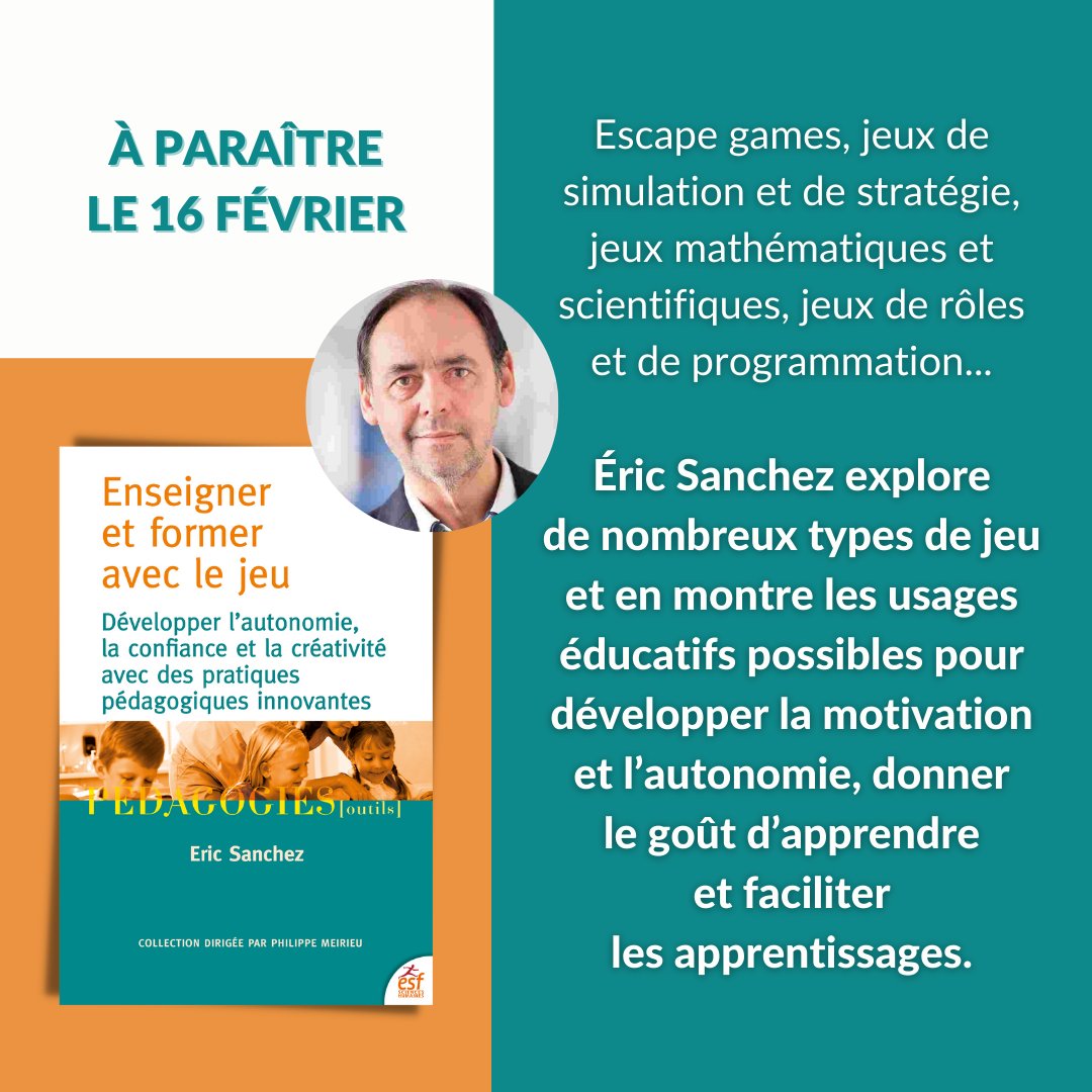 esf_scienceshum's tweet photo. NOUVEAUTÉ | « Enseigner et former avec le jeu » d'Eric Sanchez @australopitek, à paraître la semaine prochaine dans la collection Pédagogies : https://t.co/OfEfgoY9NQ
Et déjà disponible en précommande  ! https://t.co/hSCsyqmG9h