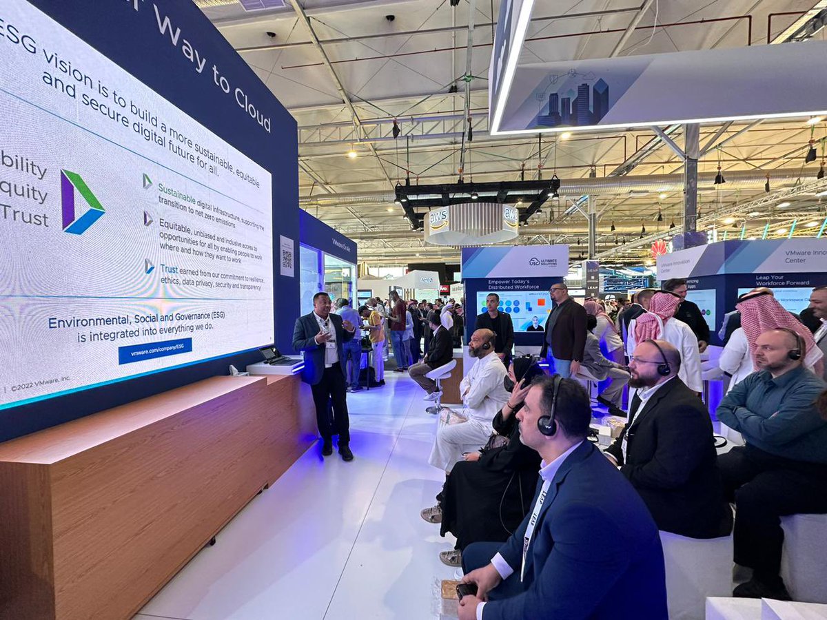 VPhilipose's tweet photo. Had a great opportunity to present #VMware #ESG, #Sustainability dashboards in @VMwareAriaOps  at @LEAPandInnovate #Riyadh in #VMware booth .. #Greenscore to help track decarbonization journey !! #Saudi2030vision #netzero #VMwareCXS #VMware_ME #vExpert https://t.co/63zetpIYJN