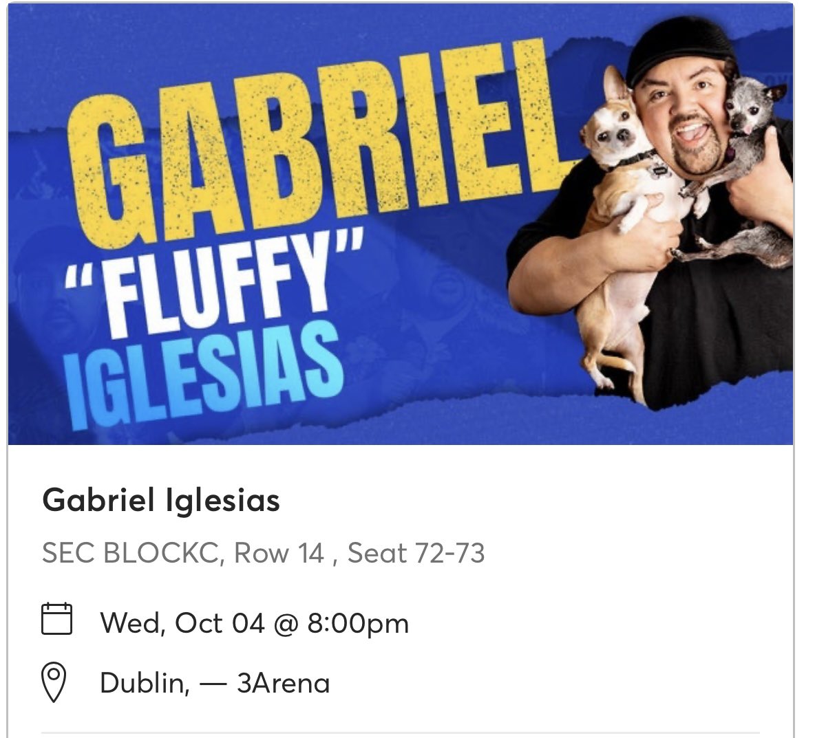 Buzzing to have gotten tickets to see <a href="/fluffyguy/">G a b r i e l - I g l e s i a s</a> with my fab fiancé @HeathenVikingr who introduced me to him 😍😍🫶🏻  see ya laterrrrrrr #Fluffyontour