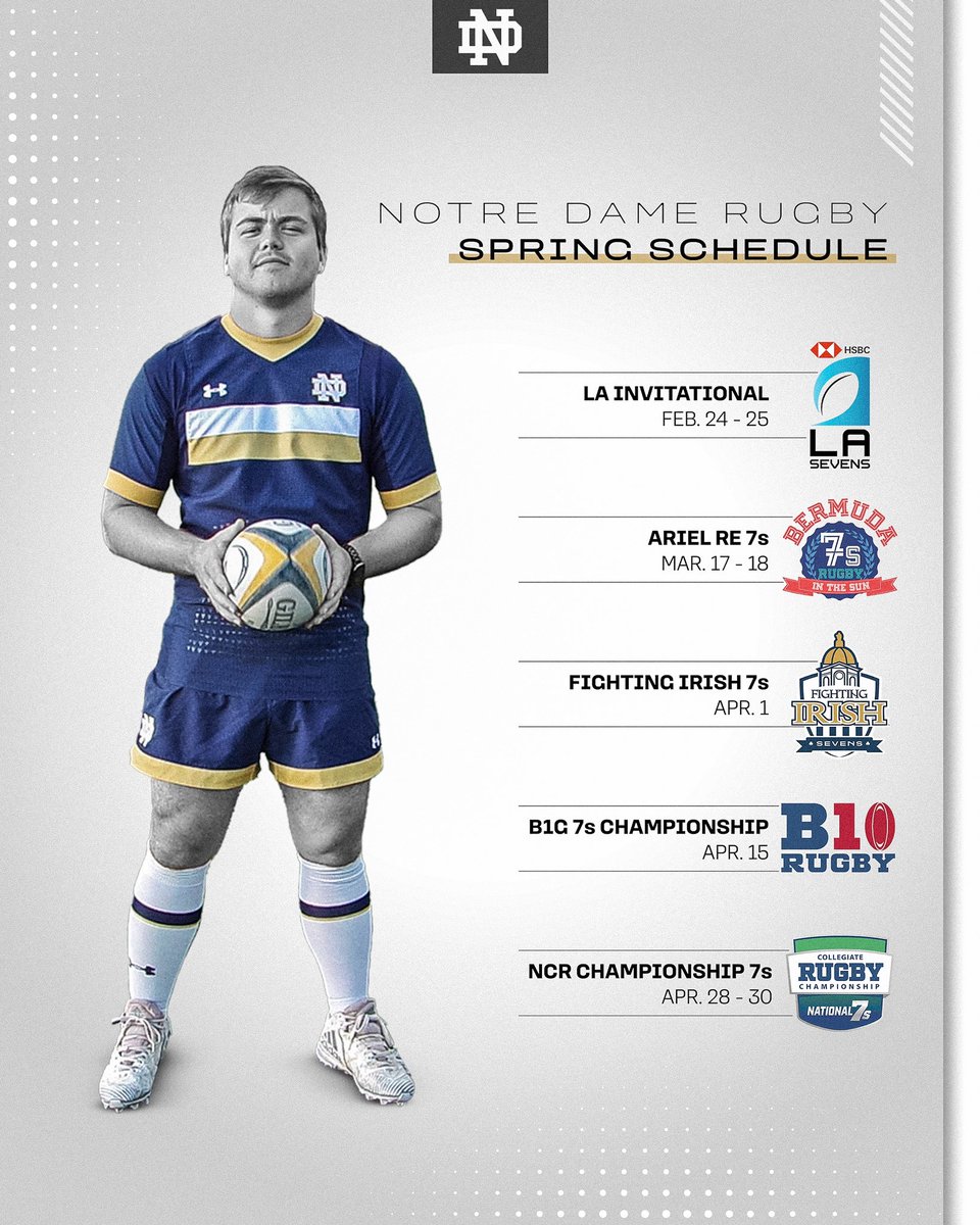 Official schedule for the upcoming Spring 7s season. Go Irish! ☘️