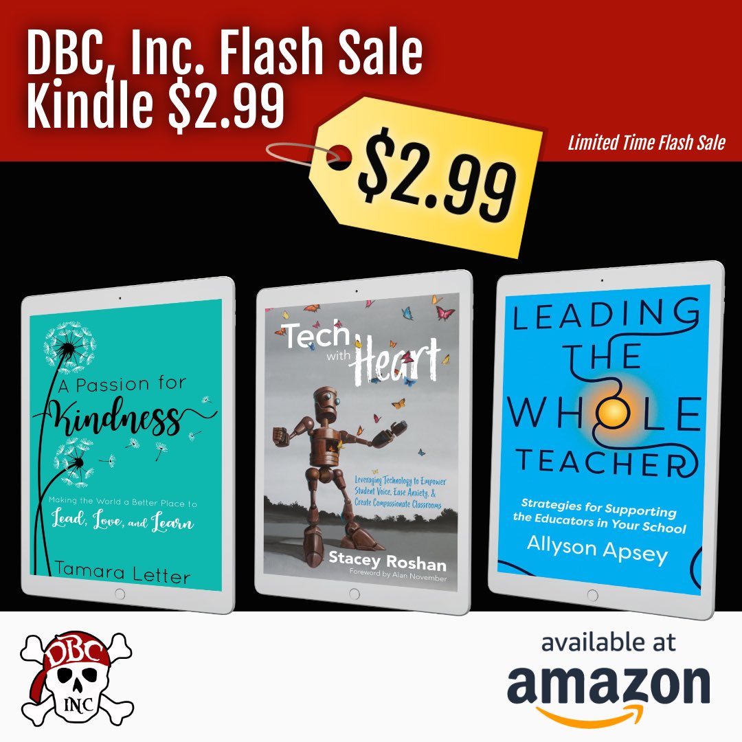 ⚡️⚡️⚡️⚡️
FLASH SALE!!!
⚡️⚡️⚡️⚡️
These 3 Kindle eBooks for $2.99 each!!
#PassionForKindness by @tamaraletter 
#TechWithHeart by @buddyxo 
#LeadingTheWholeTeacher by @AllysonApsey 
#dbcincbooks #tlap #LeadLAP