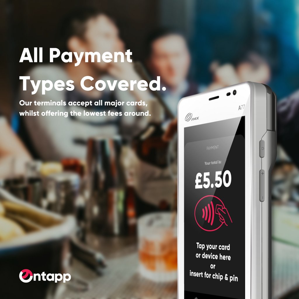 ontapp_app's tweet photo. Our terminals accept all major cards, whilst offering the lowest fees around ๐
โ
Hit the link in our page bio to find out more from a member of our team ๐ซถ๐ผโ
โ
#Ontapp #portablepayment #possystem #applepay #googlepay #cashflow #contactlesspayment #events #customerexperience https://t.co/3XatrVss6J