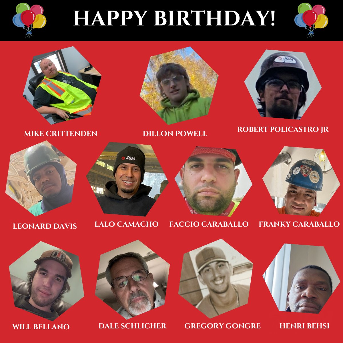 Happy Birthday to the following @jgm_steel team members!  We hope you have a wonderful day!  🎂🎈🎉 

#HappyBirthday #FebruaryBirthday #TheJGMFamily #Celebrate