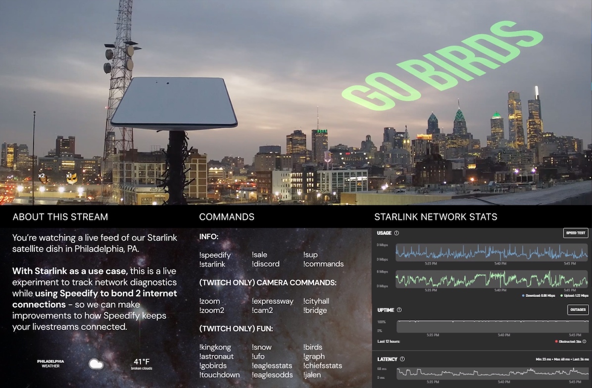 Technical_ly's tweet image. .@connectify's livestream of the Philly skyline has a fun, interactive 'Go Birds' feature ahead of the @Eagles Super Bowl bit.ly/3RMCKFq