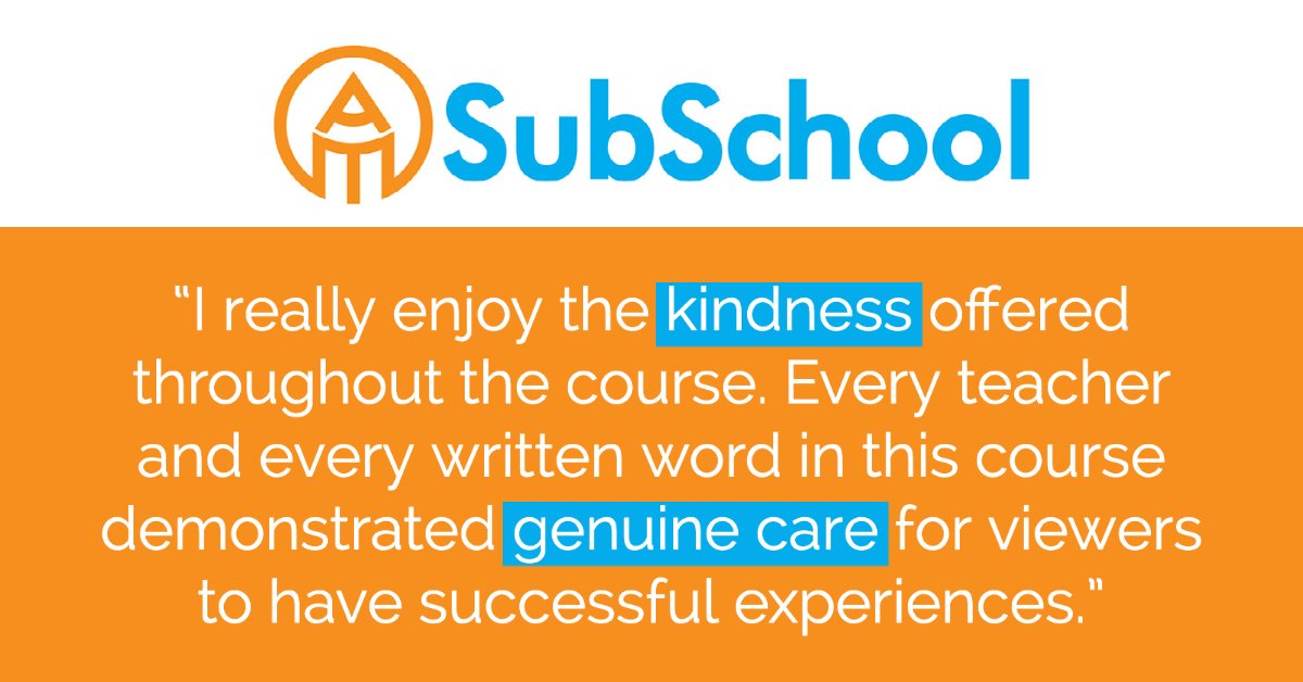 BeSubstantial's tweet image. It's true!  We care so much about the people we get to support through SubSchool.  

substantialclassrooms.org/subschool/

#SubsDeserveRealPD