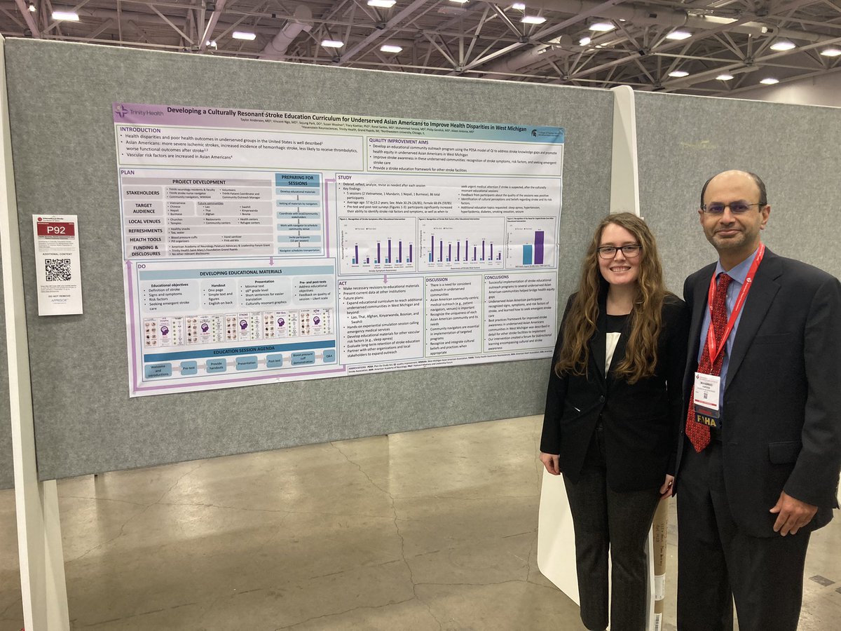 TRAndersonMD's tweet photo. #ISC23 poster is up! I’ll be presenting at the 7-7:30 poster session tonight. Swing by poster P92 to learn about our team’s journey in developing a culturally resonant stroke educational curriculum for Asian Americans in West Michigan! #DEI #Stroke #healthequity #strokeeducation https://t.co/QsPsP7qM8S
