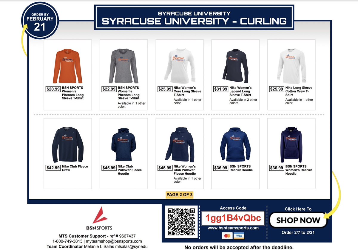 CuseCurling's tweet photo. 2022-23 merch is here and it’s 🔥 
Shop: https://t.co/bVyd0vc8MB
Shop is open through the 21st https://t.co/boDmu6keC3