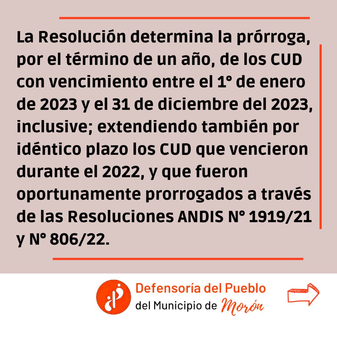 defensoriamoron's tweet photo. Información importante sobre los cud (certificados único de discapacidad) lee toda la info en este link https://t.co/RvFNqPRYqk https://t.co/AIv79Q07BY