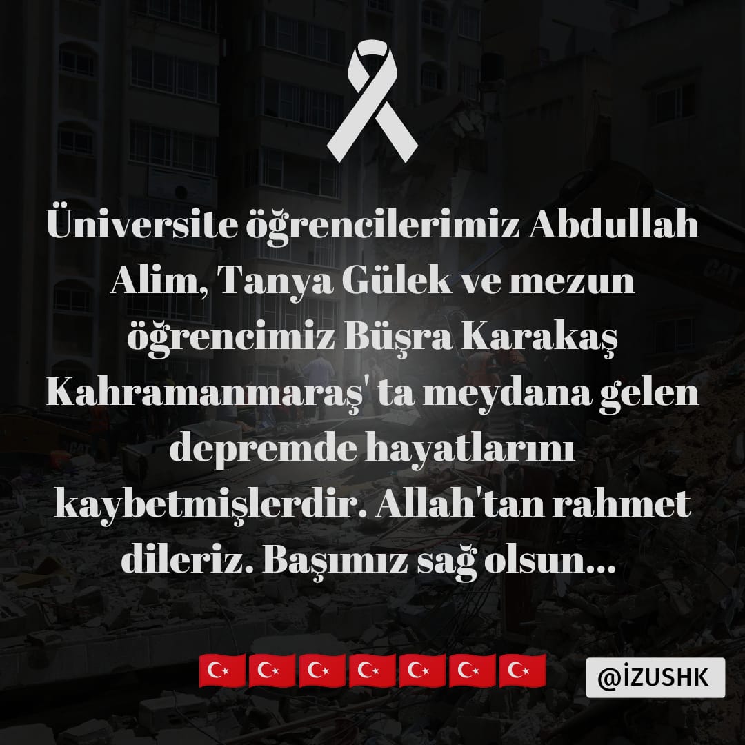 Başımız sağ olsun arkadaşlarımızın mekanları cennet olsun... 🇹🇷🎗️
<a href="/zaimuniv/">İZÜ</a>