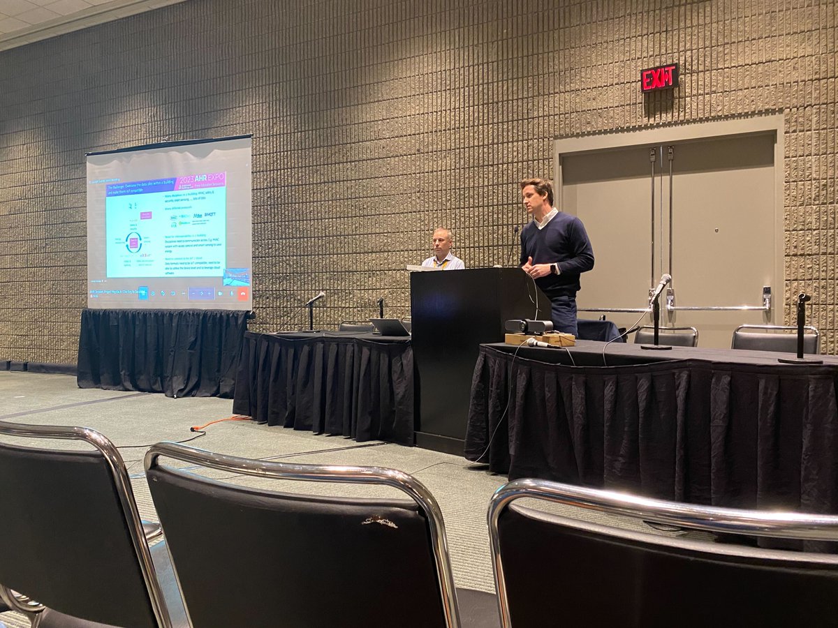 J2Innovations's tweet image. Great crowd for the @ahrexpo #ProjectHaystack session! Richard McElhinney educated people about Project Haystack; Alex Rohweder shared how @haystackTagging is solving problems for the industry; and Scott Muench to shared use cases. Save the date for @haystackconnect: June 5-7!