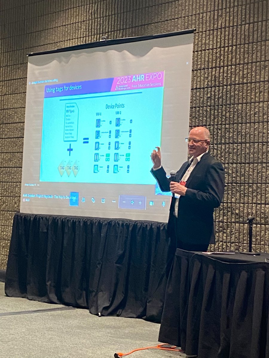 J2Innovations's tweet image. Great crowd for the @ahrexpo #ProjectHaystack session! Richard McElhinney educated people about Project Haystack; Alex Rohweder shared how @haystackTagging is solving problems for the industry; and Scott Muench to shared use cases. Save the date for @haystackconnect: June 5-7!