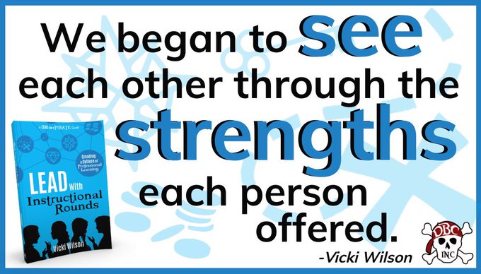 'We began to see each other through the strengths each person offered.'- @vickilwilson5 in #LeadWithRounds Vicki shares how powerful #InstructionalRounds can be in shifting the culture of a school...along w/ the bumps along the way amazon.com/Lead-Instructi… #dbcincbooks #leadlap