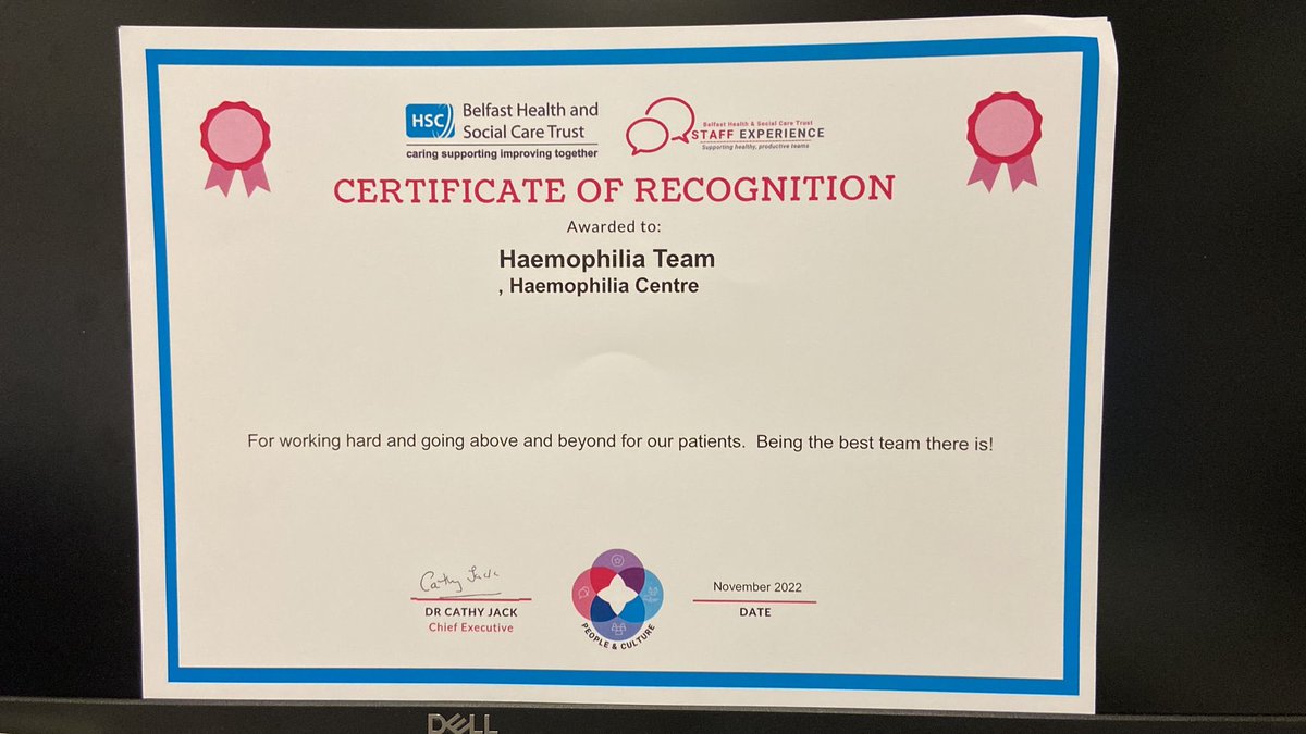 Well done to the whole haemophilia team - a certificate well deserved every day!!  #teamhaem