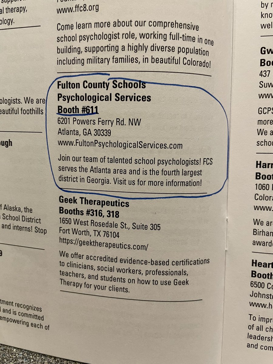 KimThePsych's tweet photo. The NASP 2023 exhibit hall opens at 12:30 (MST). Be sure to stop by booth 611 to learn more about @FultonCoSchools !! #NASP2023 #WeAreHiring https://t.co/A0wndcDpA2