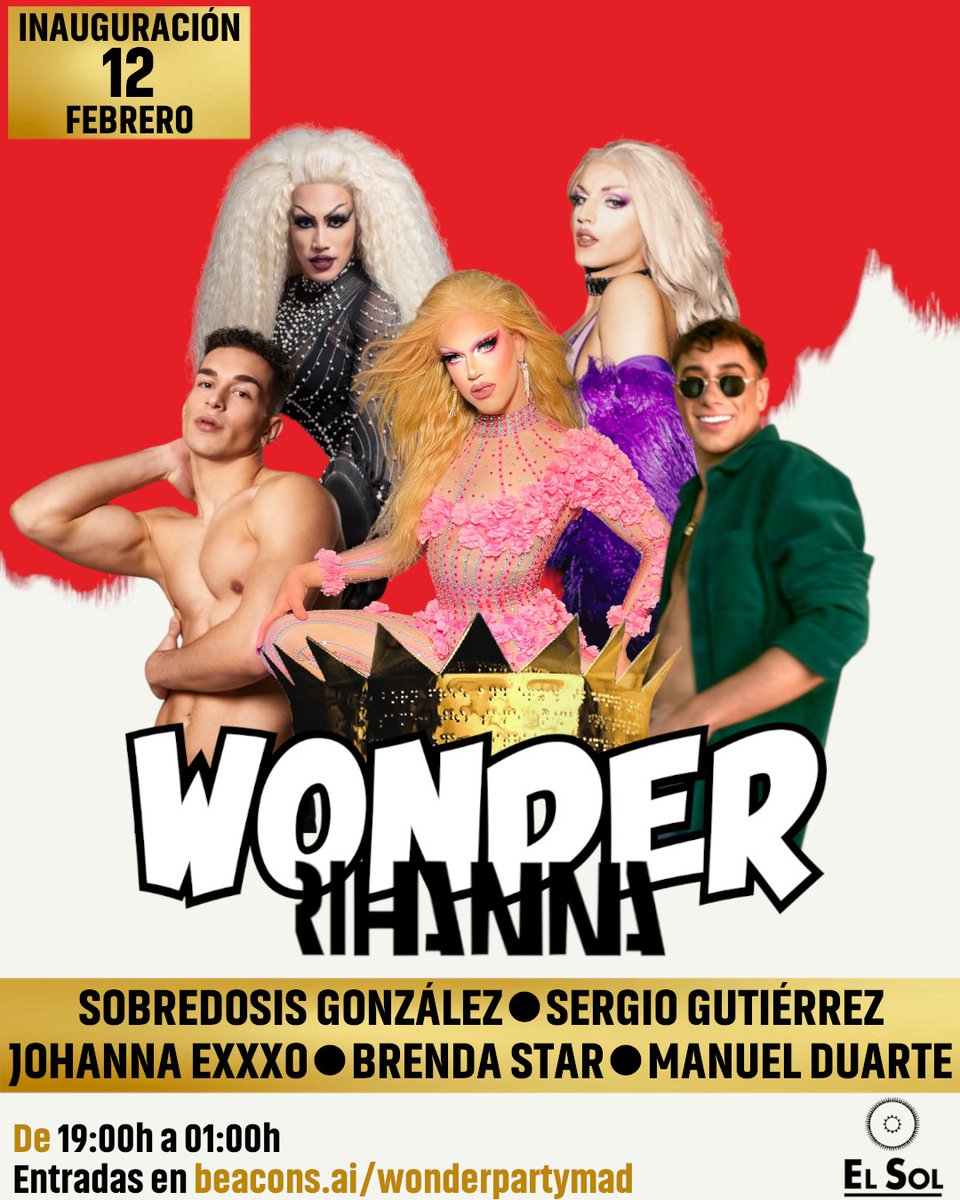 WonderPartyMad's tweet photo. Este Domingo 12 de Febrero aterriza la WONDER Party a Madrid, con shows que homenajearán la carrera de Rihanna.

Contaremos con:
👑@SobredosisGonz1 
👑@johannaexxo 
👑@labrenda_star 
🕺🏻@SergioGGIII 
🕺🏻Manuel Duarte

🎟️Anticipadas a 12€ con consumición: https://t.co/M7SigHfEXp https://t.co/ZxSXZ53bwK
